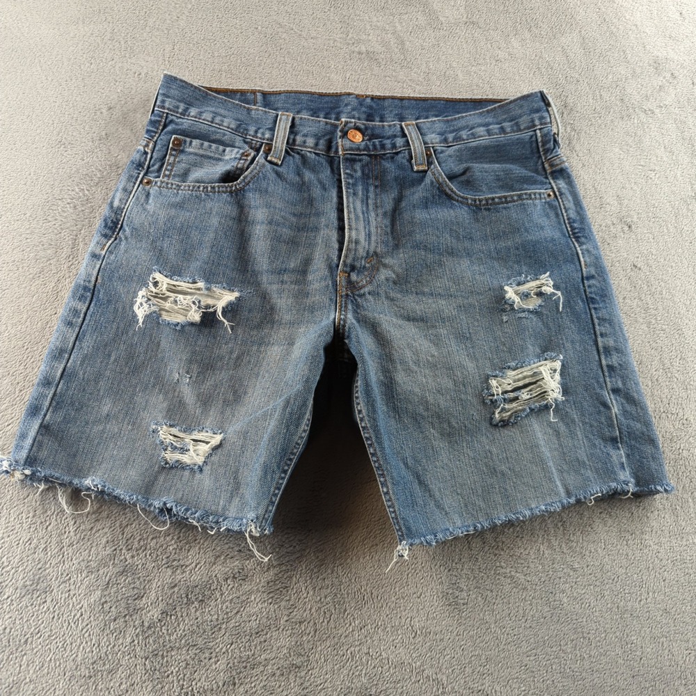Levi's Blue Ripped Denim Shorts